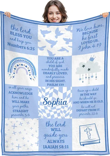 Miniatura 10 de Artsadd Regalos cristianos para niña, mantas personalizadas con nombre – Am a Child of God – Manta personalizada inspiradora para cumpleaños