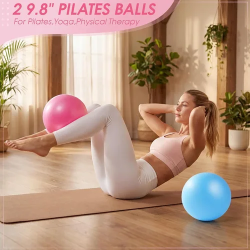 Miniatura 3 de Equipo de pilates, kit de pilates con anillo de pilates de 15 pulgadas, 2 bolas de 9.8 pulgadas, bandas de resistencia, pesas de tobillo