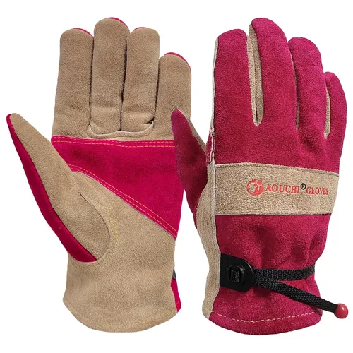 Miniatura 13 de Guantes de trabajo de cuero para hombres y mujeres – Resistente jardinería, patio, soldadura, construcción, agricultura, al aire libre, barbacoa