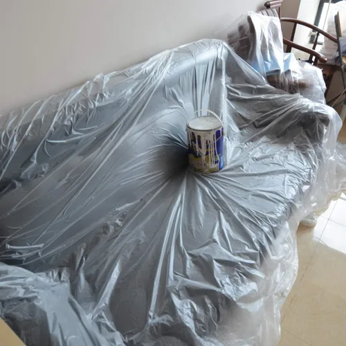 Miniatura 5 de 20 paños de plástico para pintor, cubierta impermeable antipolvo para muebles, lona desechable de 9 x 12 pies para pintura y funda de sofá