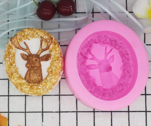 Miniatura 6 de Molde de jabón animal de silicona para ciervos - forma redonda para decoración de velas y pasteles