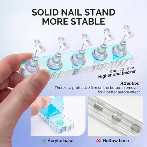 Miniatura 4 de MelodySusie Soporte de uñas para prensa, 2 juegos de base magnética acrílica azul para pintura con masilla adhesiva reutilizable para el hogar