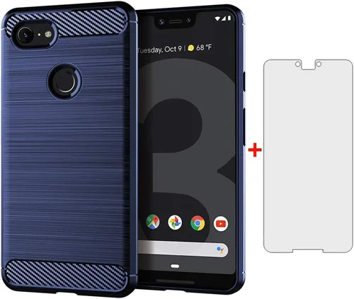 Miniatura 8 de Funda de teléfono para Google Pixel 3 con protector de pantalla de vidrio templado, accesorios para celda, delgada, cuerpo completo, goma de Azul