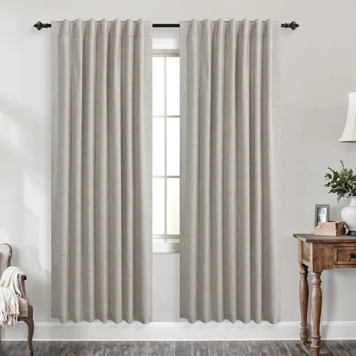 Miniatura 110 de KOUFALL - Cortinas de medio estilo francés de lino para ventana, juego de 2 cortinas cortas de 40 pulgadas de longitud, para privacidad, cortinas