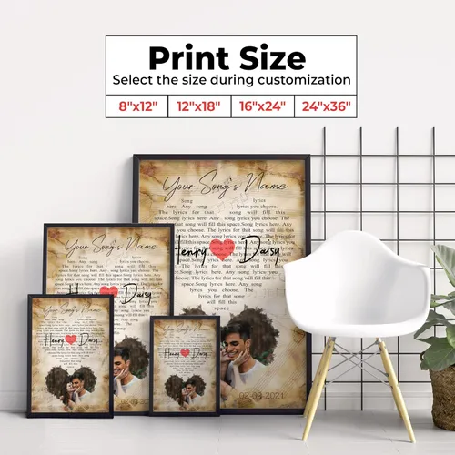 Miniatura 7 de H-DEWALL Póster personalizado de letras de canciones, regalos románticos para él, artista de canción, póster personalizado, música, crea fotos, tu