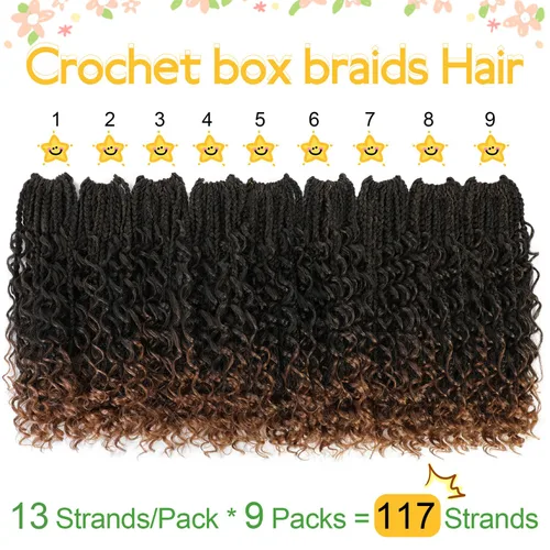 Miniatura 4 de Fulcrum - Trenzas de ganchillo estilo diosa de 14 pulgadas, 9 paquetes de trenzas bohemias de ganchillo para mujeres, trenzas de ganchillo bohemias