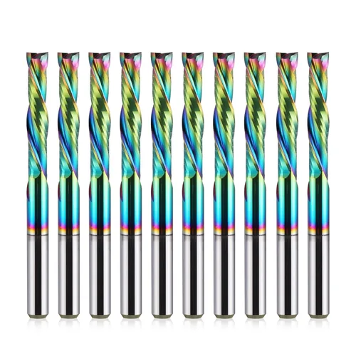 Miniatura 15 de Fresa de carpintería, revestimiento DLC, corte arriba y abajo, 2 flautas, herramienta de fresado de carburo en espiral, router CNC, brocas