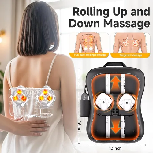 Miniatura 9 de Shiatsu - Masajeador de espalda y cuello para aliviar el dolor de tejido profundo, masajeador de espalda rodante hacia arriba y hacia abajo