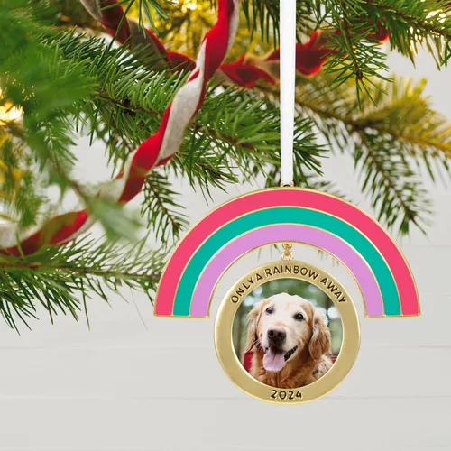 Miniatura 6 de Hallmark Keepsake Adorno de Navidad 2024, marco de fotos Only a Rainbow Away, metal, regalo para mascotas