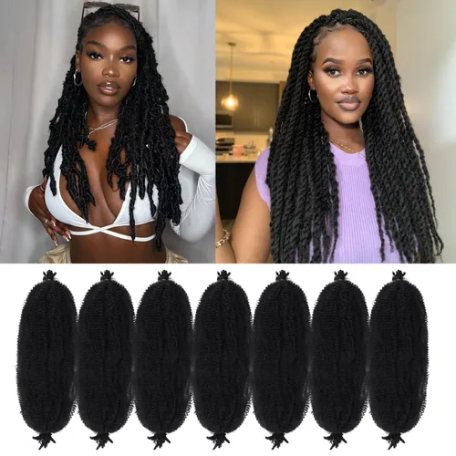 Miniatura 15 de Marley Twist - Cabello trenzado de 16 pulgadas, cabello afro trenzado elástico, paquete de 7 paquetes, cabello rizado rizado ombré, marrón Marrón
