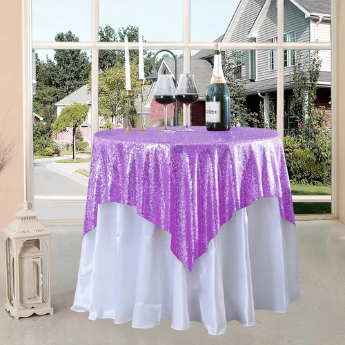 Miniatura 29 de Manteles redondos de lentejuelas negros para fiestas, de 121,9 cm, mantel redondo de purpurina ajustado, pequeño, lindo y dulce, para boda