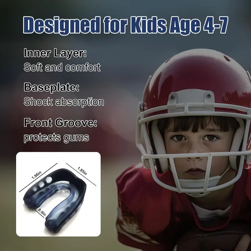 Miniatura 3 de Protector bucal deportivo para niños, 2 unidades con estuche y correa, protector bucal de fútbol, 1.7 x 1.96 pulgadas, para boxeo, baloncesto
