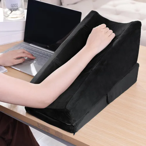 Miniatura 3 de BALAPET Almohada de elevación de brazo ajustable 2 en 1 con bolsillos, cojín ergonómico de cuña para apoyo poscirugía, almohada de refuerzo