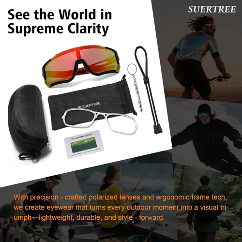 Miniatura 7 de Gafas de Sol Polarizadas para Ciclismo para Hombres y Mujeres con Protección UV con Clip para Miopía para Béisbol, Ciclismo, Carrera, MTB