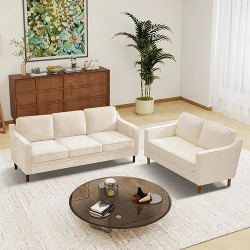 Miniatura 65 de Conjuntos de muebles para sala de estar Kingfun, sofá de 3 plazas y sofá biplaza, juego de sofá de estilo moderno de mediados de siglo, sofá de Piel