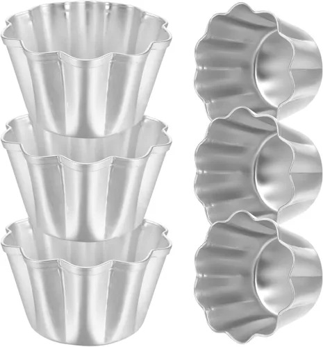 SHERCHPRY 6 moldes de aluminio para tarta de huevo, latas de tarta pequeñas, moldes para cupcakes, moldes para pudín para hornear en casa estilo4