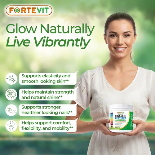 Miniatura 2 de FORTEVIT - Péptidos de colágeno en polvo para mujeres y hombres, hidrolizados tipo I y III, alimentados con pasto, sin sabor, apoya la elasticidad