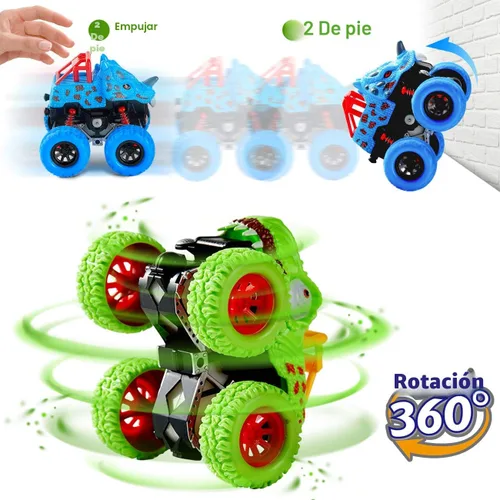 Miniatura 5 de LODBY Juguetes de dinosaurio para niños de 2, 3, 4 y 5 años - Camiones monstruo para niños pequeños de 2 a 4 y 6 años - Coches de dinosaurio