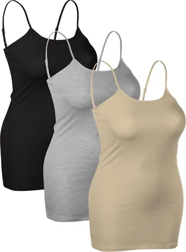 Miniatura 398 de Emmalise Camisola larga casual básica para mujer, con tirantes ajustables, top en capas