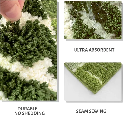 Miniatura 5 de Alfombra de baño antideslizante con planta verde salvia, bonita alfombra de baño absorbente de hojas de Monstera, divertida alfombra de baño