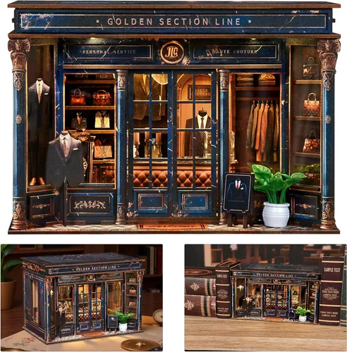 Miniatura 16 de ISSEVE Kit de Rincón de Libros, Rompecabezas de Madera 3D DIY Casa de Muñecas Booknook para Adultos, Kit de Casa en Miniatura Diminuta Decoración