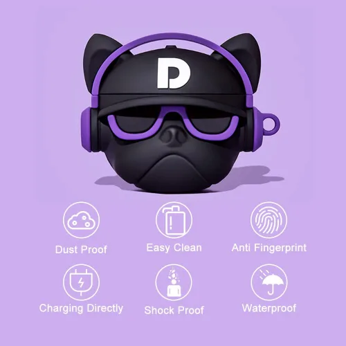 Miniatura 2 de Bonita funda compatible con AirPods 2º y 1º con mosquetón y gancho para llavero, divertida y única de silicona suave 3D a prueba de golpes, funda