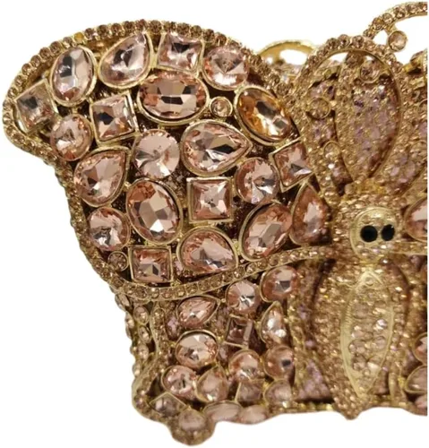 Miniatura 5 de UMREN Bolsos de noche elegantes de mariposa con diamantes de imitación para mujer, bolso de mano de cristal de lujo para boda, fiesta, cóctel, bolso
