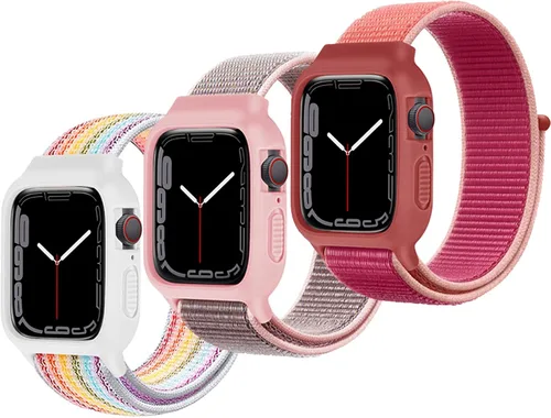 Paquete de 3 correas de nailon con funda compatible con Apple Watch Band de 1.496 pulgadas, 1.575 pulgadas, 1.614 pulgadas, 1.654 pulgadas, 1.732