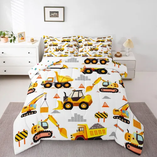 Miniatura 16 de Erosebridal Juego de ropa de cama de tren de dibujos animados para niños y niños, edredón de plumón de vehículos para niños, decoración