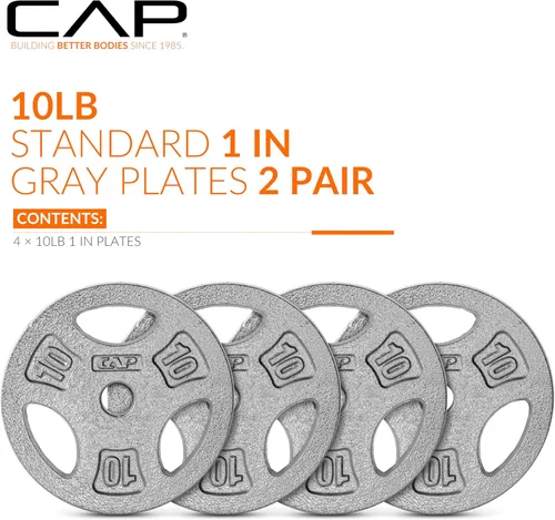 Miniatura 2 de CAP Barbell Placas de peso de agarre estándar de 1 pulgada Gris