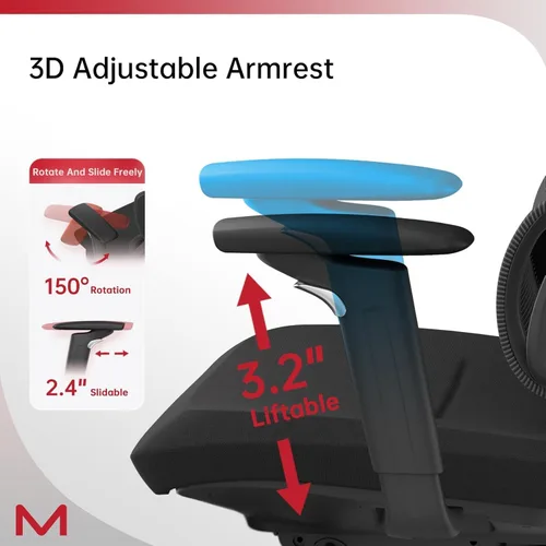 Miniatura 5 de S3P Silla de oficina ergonómica con asiento de espuma de alta densidad y respaldo deslizante VTS - Silla de escritorio con respaldo alto