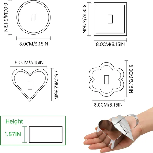 Miniatura 6 de Anillos para tartas de cocina, moldes de mousse de postre de acero inoxidable con empujador para hacer postres (4 piezas)