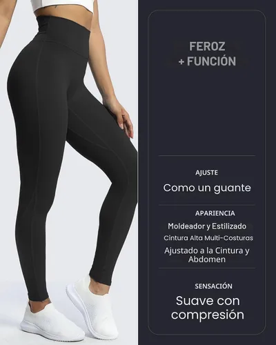Miniatura 4 de Aoxjox Leggings de entrenamiento de cintura alta para mujer, pantalones de yoga Trinity, 26.5 pulgadas Negro
