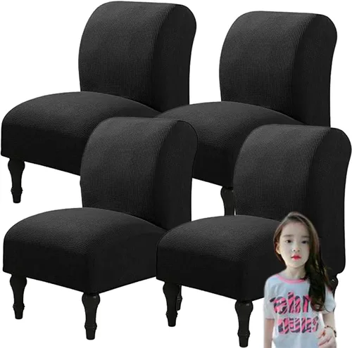 Miniatura 26 de Fundas elásticas para silla sin brazos, extraíbles y lavables, de elastano jacquard sin reposabrazos, protector de muebles para sala de estar, Verde