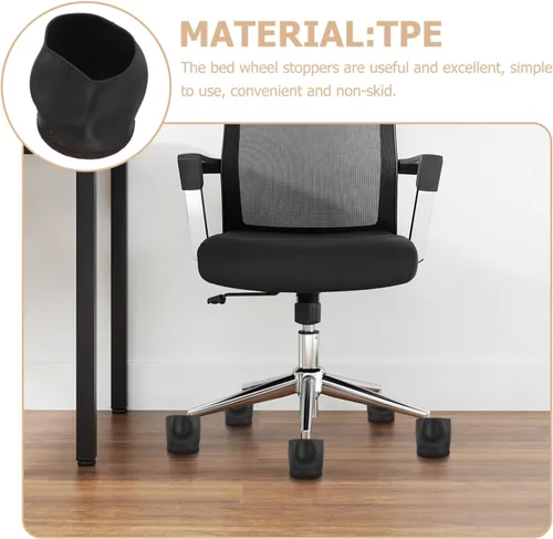 Miniatura 5 de Angoily Fundas para patas de silla, 10 unidades, tapones para ruedas de cama, tapones de rueda para muebles rodantes, protector de piso de madera