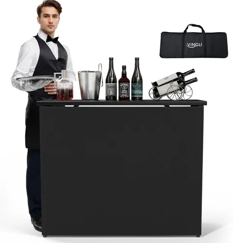 VINGLI Mesa de bar portátil de grado comercial de 45 pulgadas para eventos, estación móvil de bartend, mesa de bar desplegable para interiores y