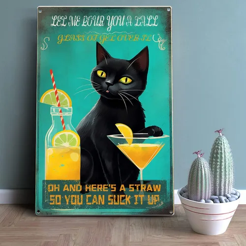 Miniatura 5 de Letreros vintage con texto en inglés «Cat Let Me Pour You A Tall Glass of Get Over It» («Cat Let Me Pour You A Tall Glass of Get Over It»)