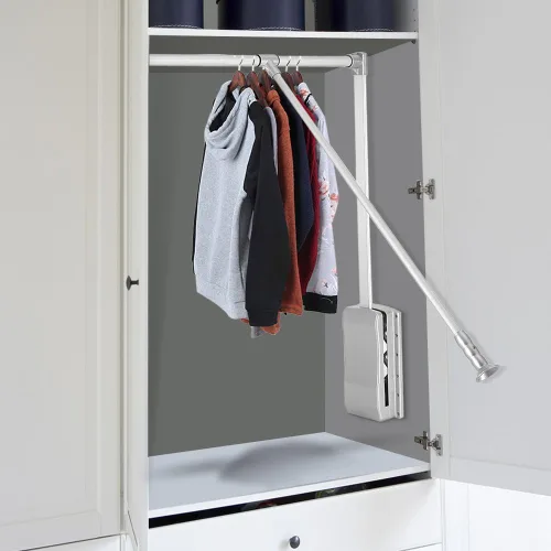 Miniatura 3 de Barra de armario extraíble, organizador de armario ajustable, riel de ropa para colgar ropa resistente, colgador de barra de ropa suave, ahorro
