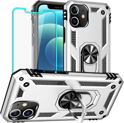 Miniatura 19 de Yiakeng Funda para iPhone 12 Mini: Funda para iPhone 12 Mini con protector de pantalla HD, fundas protectoras de grado militar con anillo para Verde