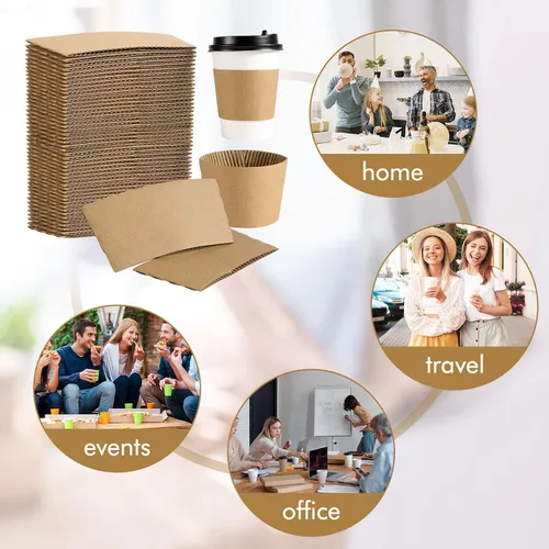 Miniatura 7 de Paquete de 200 fundas de café, fundas desechables para bebidas frías y calientes, funda fuerte para tazas de café de 10 a 24 onzas