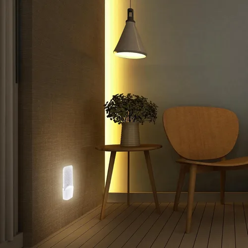 Miniatura 4 de Sumind 2 luces nocturnas con diamantes de imitación plateados, enchufables, con brillo automático, lámpara de noche LED decorativa con sensor de luz