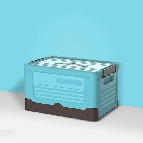 Miniatura 4 de Foldable Storage Crate Portable Folding Plastics Bin With Lid Space Saving Book Organizers Dorm Room Organization Supplies Office Storage Accessory