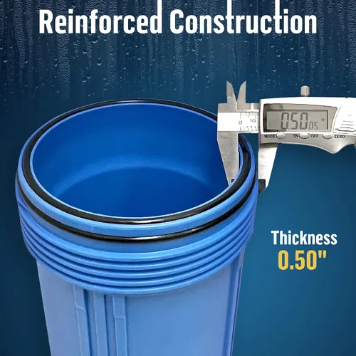Miniatura 4 de Sistema purificador de filtro para toda la casa de 10 x 4.5 pulgadas de alta capacidad para agua de pozos o ciudades, botón de alivio de Azul