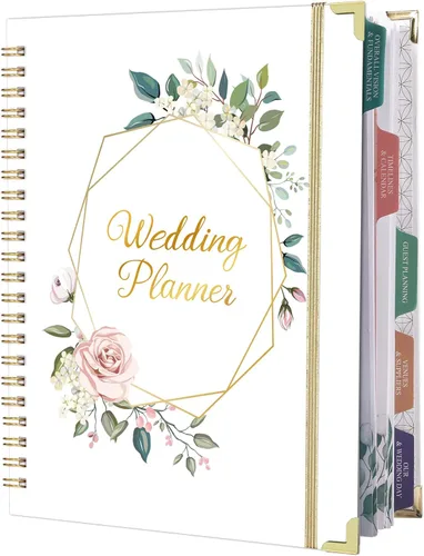 Planificador y organizador de bodas, libro de planificación de bodas y organizador para la novia, libro de planificación de bodas con 5 secciones