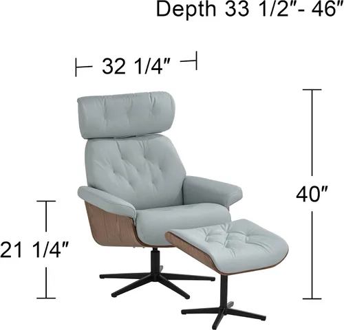 Miniatura 2 de Benchmaster Sillón reclinable y otomano giratorio ajustable color azul cielo Melia