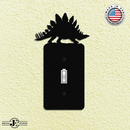 Miniatura 3 de Stegosaurus - Placa de pared para interruptor de luz de dinosaurio (palanca simple, negro)