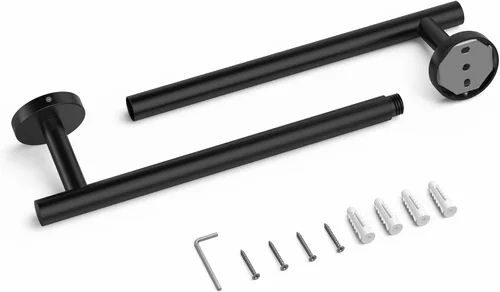 Miniatura 9 de USHOWER Set de accesorios de baño en color negro mate, juego moderno de toallero de 24 pulgadas montado en la pared, juego de accesorios de baño