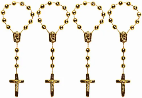 Miniatura 2 de Rosario acrílico de 24 piezas de rosario de bautismo, mini rosarios con ángel para la primera comunión, recuerdos de fiesta de bautismo (dorado)
