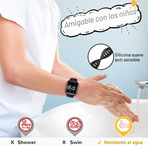 Miniatura 7 de Relojes digitales para niños y niñas, reloj deportivo con rastreador de fitness, podómetro, alarmas, cronómetro, no necesita aplicación, reloj