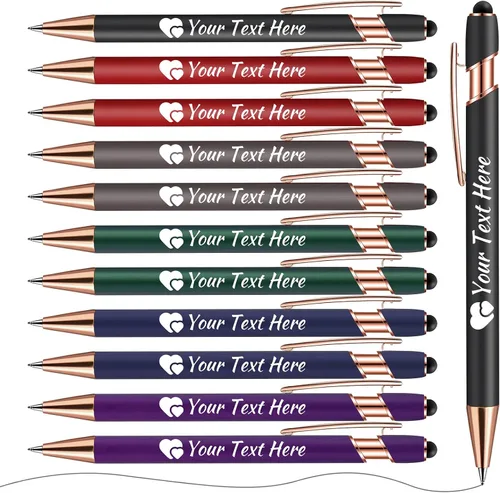 Miniatura 17 de Bolígrafos personalizados con lápiz capacitivo, bolígrafos con nombre impresos personalizados con tinta negra, impresos con tu logotipo o mensaje
